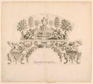 Hojas de abanico, octava y novena placas del conjunto, "Divers Desseins de grands Eventails, Encrans, et autres Ornamens, inventados y grabados por Nicolas Loire" de Alexis Loir