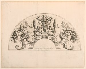 Hojas de abanico, quinta y sexta placas del conjunto, "Divers Desseins de grands Eventails, Encrans, et autres Ornamens, inventados y grabados por Nicolas Loire" de Alexis Loir