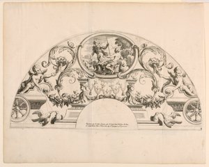 Hojas de abanico, tercera y cuarta placas del conjunto, "Divers Desseins de grands Eventails, Encrans, et autres Ornamens, inventados y grabados por Nicolas Loire" de Alexis Loir
