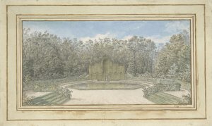 Vista de un cenador enrejado en un parque de Alexis Nicolas Pérignon (le vieux)