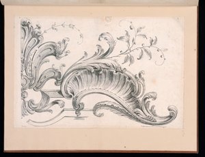Diseño para decoración rocaille, lámina 4 en Seconde Partie de divers Ornements de Alexis Peyrotte
