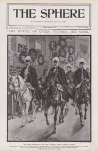 Los principales dolientes en la procesión fúnebre de la Reina Victoria por Londres