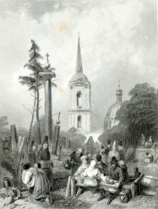 Cementerio de la Iglesia de Smolensko, grabado por E. Smith