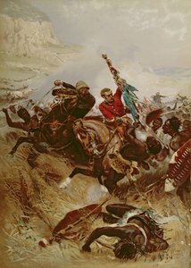Los tenientes Nelville y Coghill salvando los colores, 1881 de Alfred A.B. de Neauville