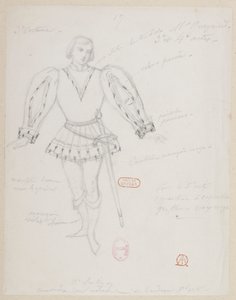 Halévy - La magicienne - modelos de vestuario de Alfred Albert - 17 (Réné), M. Gueymard, 3er vestuario, 3er y 4º actos de Alfred Albert