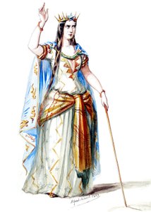 Halévy - La magicienne - modelos de vestuario de Alfred Albert - 19. Mélusine, Condesa de Lusignan, 1er traje (retocado) de Alfred Albert