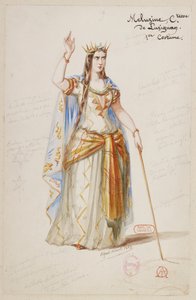 Halévy - La magicienne - modelos de trajes de Alfred Albert - 19. Mélusine, Condesa de Lusignan, 1er traje
