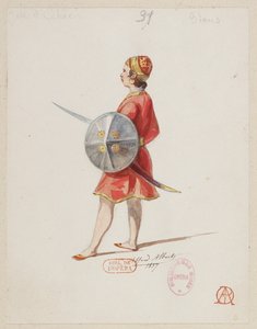 Halévy - La magicienne - modelos de trajes de Alfred Albert - 31. Partida de ajedrez, peones (sarracenos)