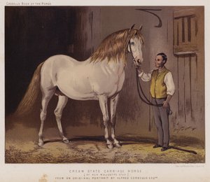 Caballo de carroza estatal crema, del establo de Su Majestad (litografía en color) de Alfred Chantrey Corbould