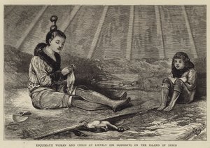 Mujer esquimal y niño en Lievely (o Godhavn) en la Isla de Disco de Alfred Chantrey Corbould
