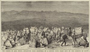 La Hambruna en Asia Menor, Salida de Celephkia de un Convoy con Grano enviado por el Jedive de Egipto de Alfred Chantrey Corbould