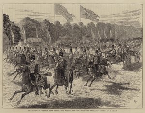 La Revista en el Parque de Windsor ante Su Majestad y el Shah, la Artillería pasando al Galope de Alfred Chantrey Corbould