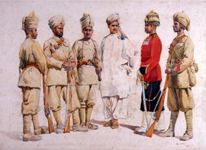 Soldados del 19º Punjabis Afridi de Tirah, ilustración para 