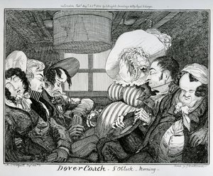 Dover Coach, 5 de la mañana, grabado por George Cruikshank, 1826