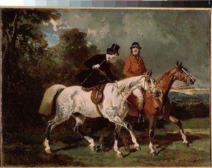 ""Paseo a caballo"" (Paseo) La mujer monta a caballo. Pintura de Alfred de Dreux (1810-1860) 1840-1855 Dim. 24x32 cm San Petersburgo, museo del Hermitage de Alfred Dedreux