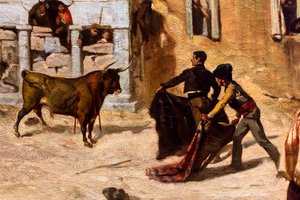 Lucha de novillos, detalle de Alfred Dehodencq