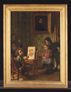Interior, la familia del artista (óleo sobre lienzo) de Alfred Dehodencq