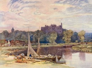 Castillo de Arundel, desde el Arun (litografía en color) de Alfred East