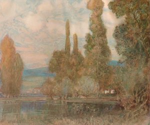 Al borde del lago, siglo XIX, 1911 de Alfred East