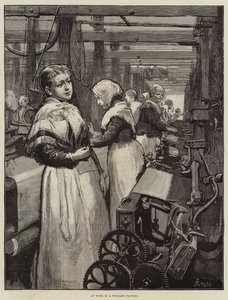 Trabajando en una fábrica de lana de Alfred Edward Emslie