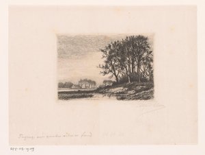 Paisaje con árboles en una colina junto al agua de Alfred Elsen