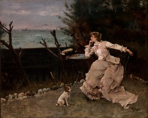 En pensamiento profundo de Alfred Emile Stevens
