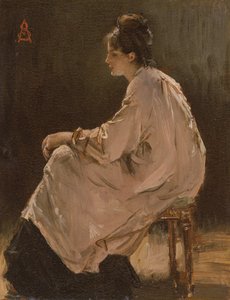 Niña sentada (óleo sobre tabla) de Alfred Emile Stevens