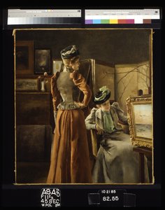 Visita al estudio (óleo sobre lienzo)