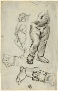 Bocetos de Putti (anverso); Estudio para ornamento (reverso) de Alfred George Stevens