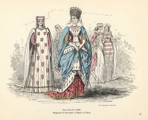 Trajes de Margarita de Provenza y Rikaus de Claroy.
