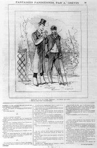 Fantasías parisinas por A. Grévin: “queja: tienes una mujer encantadora... una mujer que te ama...” _ “Sí, pero aquí está: ella es mi esposa”. En “Le charivari”, el 18/03/1882 de Alfred Grevin