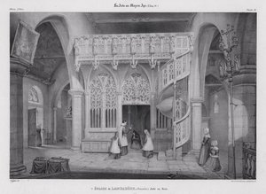Pantalla de madera tallada de la Capilla de Notre Dame de Lambader, Plouvorn, Bretaña, Francia de Alfred Guesdon