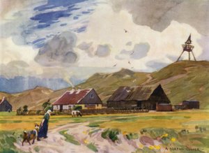 Dinamarca: Gamla Skagen (litografia en color) de Alfred Heaton Cooper