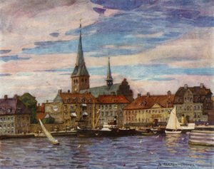 Dinamarca: Helsingor, El "Elsinore" de Shakespeare (miembros de color) de Alfred Heaton Cooper