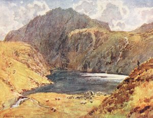 Distrito de los Lagos: Angle Tarn, Esk Hause (litografía en color) de Alfred Heaton Cooper