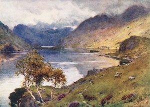 Distrito de los Lagos: Crummock Water y Buttermere (litografía en color) de Alfred Heaton Cooper
