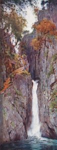 Distrito de los Lagos: Dalegarth Force, Eskdale (litografía en color)