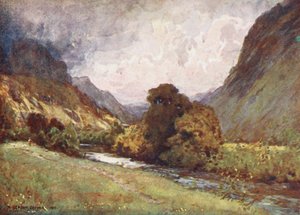 Distrito de los Lagos: The Vale of St John, cerca de Keswick (litografía en color) de Alfred Heaton Cooper