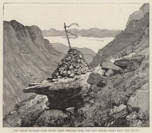 El asesinato de Arran, el Cairn de piedra erigido sobre el lugar donde se encontró el cuerpo de Rose de Alfred Heaton Cooper