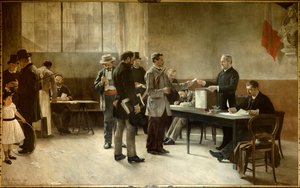 Sufragio universal Una mesa de votación en 1891. 1891 Les Lilas, Ayuntamiento
