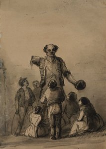 Un niño amputado entre un grupo de niños de Alfred Jacob Miller