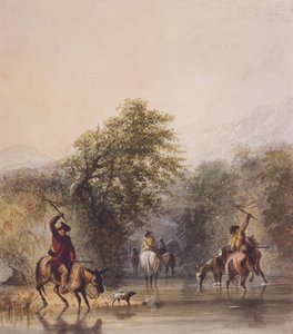 Breaking Trail to Escape from Indians, c.1837 (acuarela sobre papel) de Alfred Jacob Miller