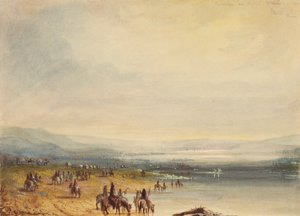 Caravana en el río Platte, c.1837 (acuarela sobre papel) de Alfred Jacob Miller
