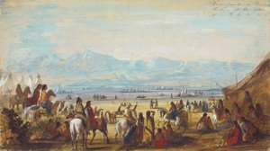 Campamento en Green River en la base de las Montañas Rocosas, c.1837 (lápiz, acuarela y gouache sobre papel)