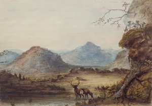 Formaciones de roca cerca del agua dulce, c.1837 (acuarela sobre papel) de Alfred Jacob Miller