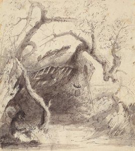 Cabaña india en el Platte, c.1837 (pluma y tinta y aguada sobre papel) de Alfred Jacob Miller