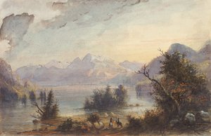 Escena del lago, Montañas Rocosas, c.1837 (acuarela sobre papel) de Alfred Jacob Miller