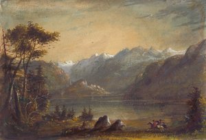 Lake Scene, Wind River Mountains, c.1837 (acuarela y gouache sobre papel) de Alfred Jacob Miller