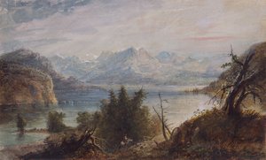 Lago, cadena montañosa de Wind River, c.1837 de Alfred Jacob Miller