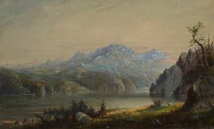Paisaje de lago y montaña de Alfred Jacob Miller